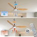 52 in. Indoor Outdoor Reversible Silent Ceiling Fan, Wood Ceiling Fan with Lights and Remote, 3 Blade Propeller Smart Ceiling Fan for Bedroom Living Room-25-ErisView