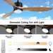 52 in. Indoor Outdoor Reversible Silent Ceiling Fan, Wood Ceiling Fan with Lights and Remote, 3 Blade Propeller Smart Ceiling Fan for Bedroom Living Room-2-ErisView