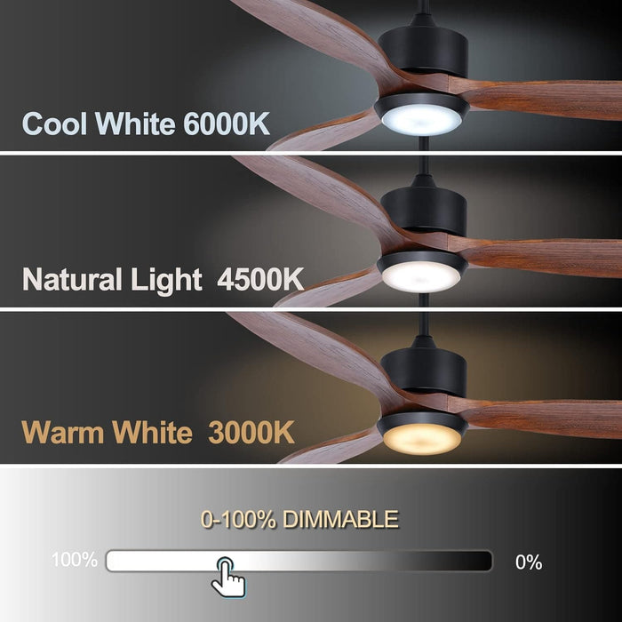 52 in. Indoor Outdoor Reversible Silent Ceiling Fan, Wood Ceiling Fan with Lights and Remote, 3 Blade Propeller Smart Ceiling Fan for Bedroom Living Room-31-ErisView