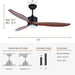 52 in. Indoor Outdoor Reversible Silent Ceiling Fan, Wood Ceiling Fan with Lights and Remote, 3 Blade Propeller Smart Ceiling Fan for Bedroom Living Room-33-ErisView