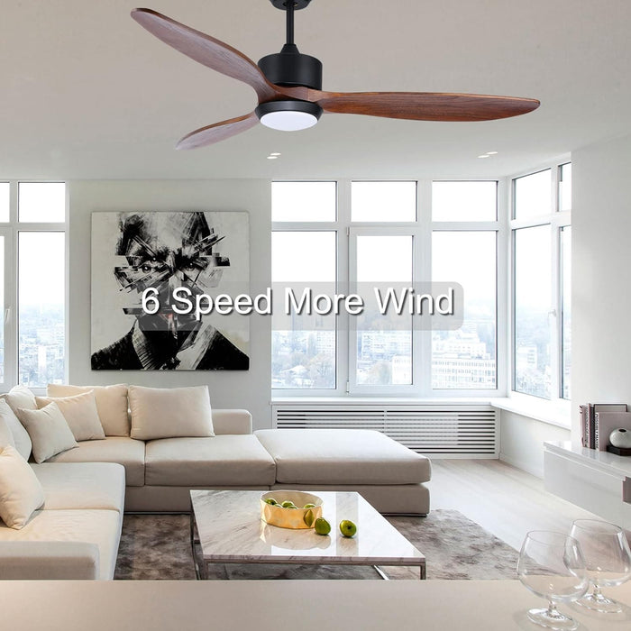 52 in. Indoor Outdoor Reversible Silent Ceiling Fan, Wood Ceiling Fan with Lights and Remote, 3 Blade Propeller Smart Ceiling Fan for Bedroom Living Room-34-ErisView