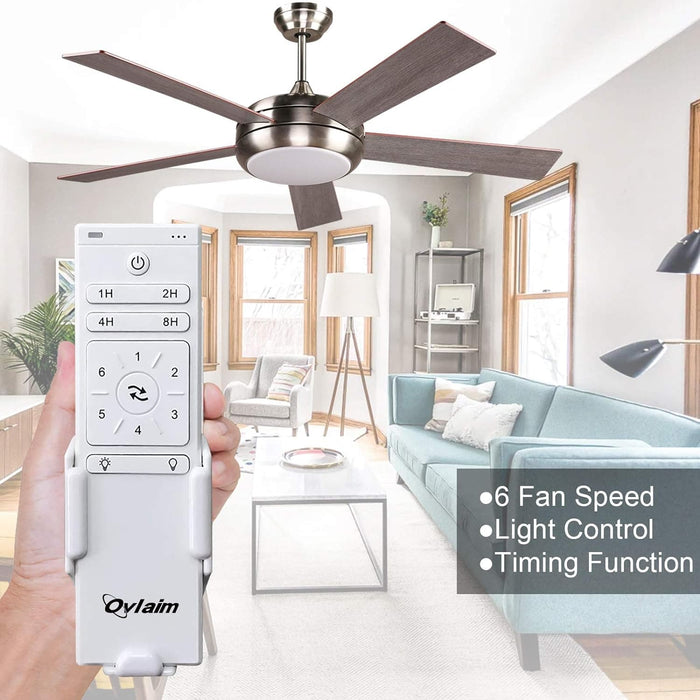 52 in. Indoor Outdoor Reversible Silent Ceiling Fan, Wood Ceiling Fan with Lights and Remote, 3 Blade Propeller Smart Ceiling Fan for Bedroom Living Room-36-ErisView