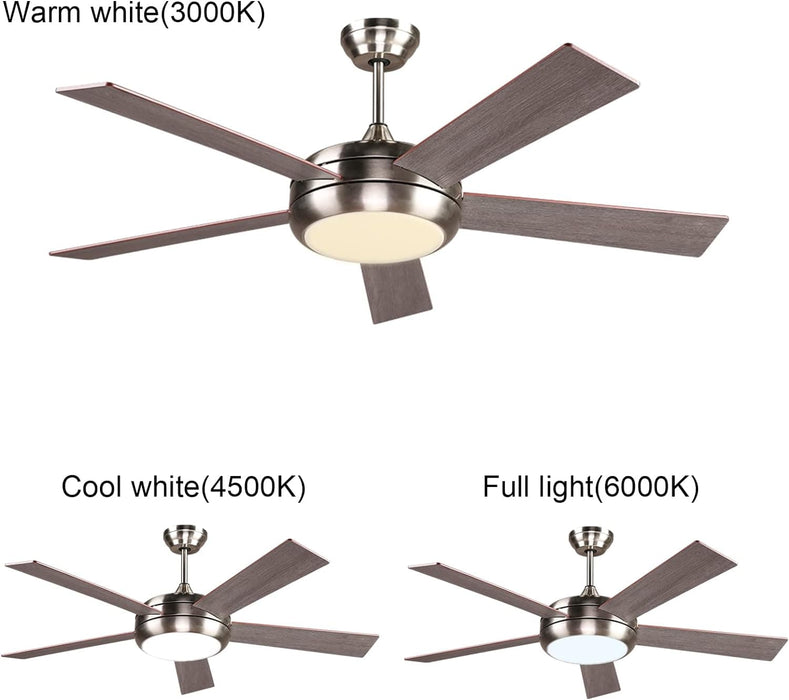 52 in. Indoor Outdoor Reversible Silent Ceiling Fan, Wood Ceiling Fan with Lights and Remote, 3 Blade Propeller Smart Ceiling Fan for Bedroom Living Room-37-ErisView