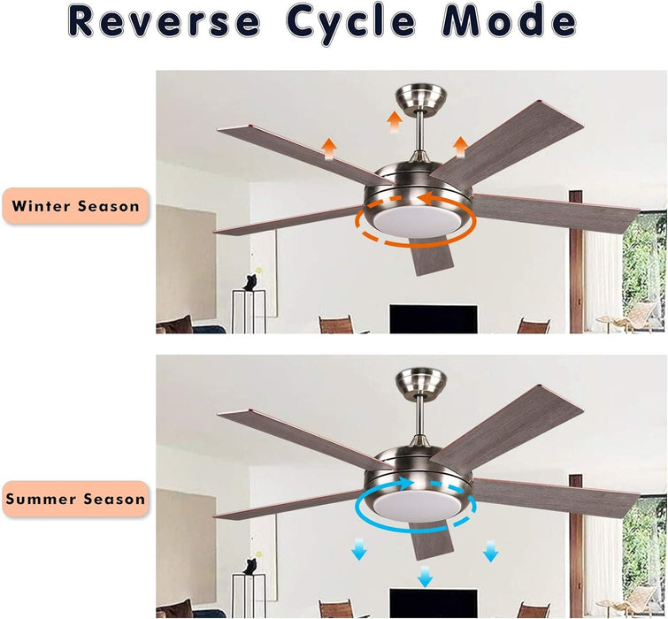 52 in. Indoor Outdoor Reversible Silent Ceiling Fan, Wood Ceiling Fan with Lights and Remote, 3 Blade Propeller Smart Ceiling Fan for Bedroom Living Room-41-ErisView