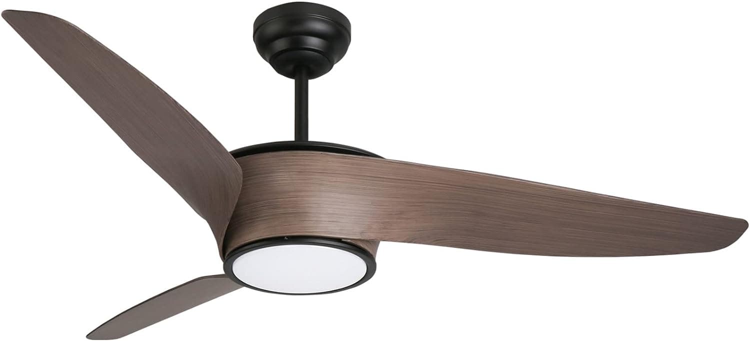 52 in. Indoor Outdoor Reversible Silent Ceiling Fan, Wood Ceiling Fan with Lights and Remote, 3 Blade Propeller Smart Ceiling Fan for Bedroom Living Room-42-ErisView