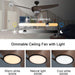 52 in. Indoor Outdoor Reversible Silent Ceiling Fan, Wood Ceiling Fan with Lights and Remote, 3 Blade Propeller Smart Ceiling Fan for Bedroom Living Room-44-ErisView