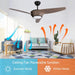52 in. Indoor Outdoor Reversible Silent Ceiling Fan, Wood Ceiling Fan with Lights and Remote, 3 Blade Propeller Smart Ceiling Fan for Bedroom Living Room-48-ErisView
