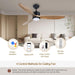 52 in. Indoor Outdoor Reversible Silent Ceiling Fan, Wood Ceiling Fan with Lights and Remote, 3 Blade Propeller Smart Ceiling Fan for Bedroom Living Room-4-ErisView