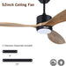 52 in. Indoor Outdoor Reversible Silent Ceiling Fan, Wood Ceiling Fan with Lights and Remote, 3 Blade Propeller Smart Ceiling Fan for Bedroom Living Room-6-ErisView