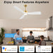 52 in. Indoor Outdoor Smart Ceiling Fan with Lights and Remote Control, White Gold Reversible Quiet Ceiling Fan for Bedroom Patio-4-ErisView