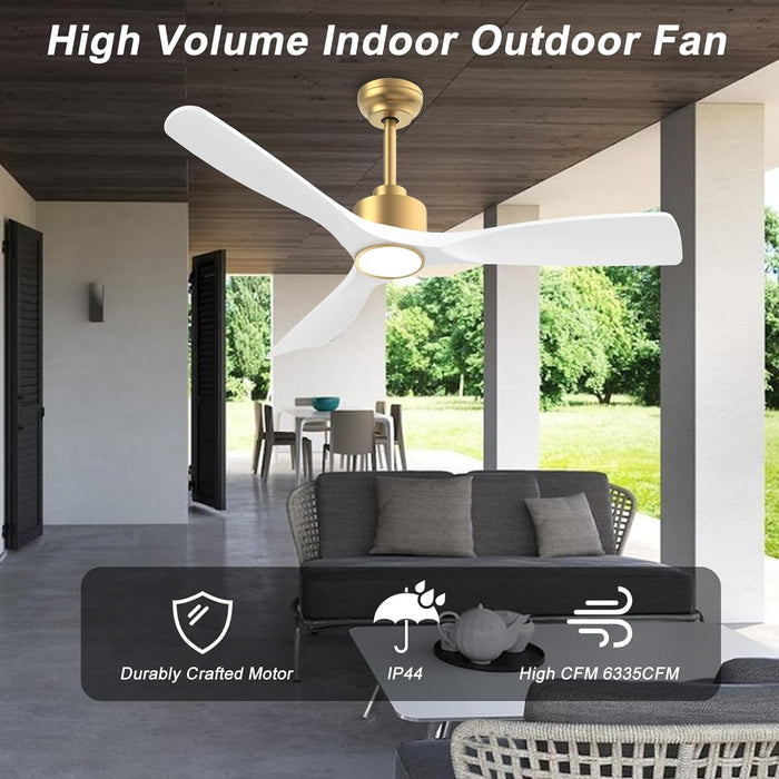 52 in. Indoor Outdoor Smart Ceiling Fan with Lights and Remote Control, White Gold Reversible Quiet Ceiling Fan for Bedroom Patio-5-ErisView