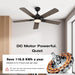 52 in. Indoor Remote Control Ceiling Fan and Light, Black Reversible Silent Ceiling Fan with Timer-5-ErisView