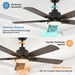 52 in. Indoor Remote Control Ceiling Fan and Light, Black Reversible Silent Ceiling Fan with Timer-8-ErisView