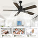 52 in. Indoor Remote Control Fan for Bedroom Living Room, Black Modern Outdoor Ceiling Fan NO Light, 5 Blades Outdoor Fan for Patio-5-ErisView
