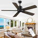 52 in. Indoor Remote Control Fan for Bedroom Living Room, Black Modern Outdoor Ceiling Fan NO Light, 5 Blades Outdoor Fan for Patio-1-ErisView