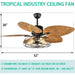 52 in. Indoor Vintage Tropical Ceiling Fans Chandelier with Remote, Industrial Caged Ceiling Fan, Quiet Black Palm Ceiling Fan-3-ErisView
