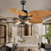 52 in. Indoor Vintage Tropical Ceiling Fans Chandelier with Remote, Industrial Caged Ceiling Fan, Quiet Black Palm Ceiling Fan-1-ErisView