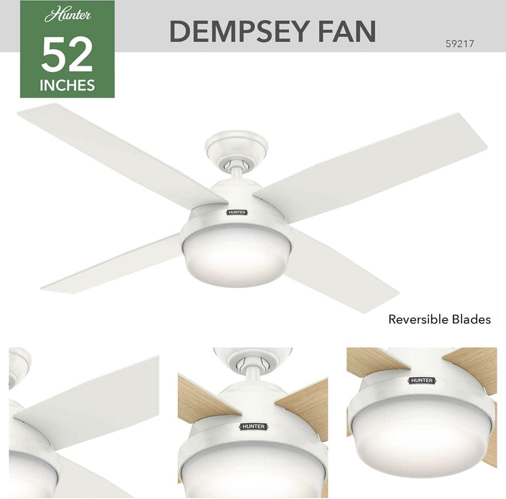 52 in. Indoor White LED Ceiling Fan with Remote Control, Modern Ceiling Fan with Bright Light, Reversible Ceiling Fan Winter Summer-2-ErisView