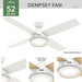 52 in. Indoor White LED Ceiling Fan with Remote Control, Modern Ceiling Fan with Bright Light, Reversible Ceiling Fan Winter Summer-2-ErisView