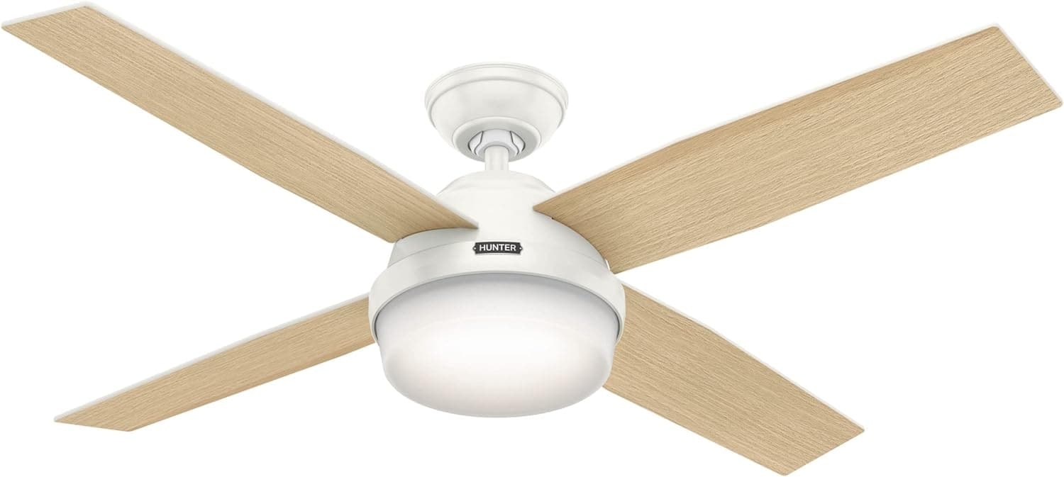 52 in. Indoor White LED Ceiling Fan with Remote Control, Modern Ceiling Fan with Bright Light, Reversible Ceiling Fan Winter Summer-1-ErisView