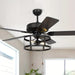 52 in. Industrial Black Ceiling Fan with Caged, Indoor Ceiling Fan with Remote Control Pull Chain and Light Kit-ErisView