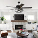 52 in. Industrial Black Ceiling Fan with Caged, Indoor Ceiling Fan with Remote Control Pull Chain and Light Kit-ErisView