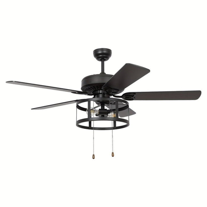 52 in. Industrial Black Ceiling Fan with Caged, Indoor Ceiling Fan with Remote Control Pull Chain and Light Kit-ErisView