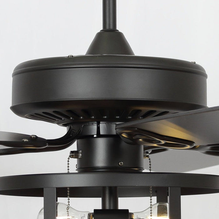 52 in. Industrial Black Ceiling Fan with Caged, Indoor Ceiling Fan with Remote Control Pull Chain and Light Kit-ErisView