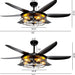 52 in. Industrial Caged Ceiling Fan Light Fixture for Living Room Bedroom, Remote Control Ceiling Fan and Light, Black Outdoor Ceiling Fan for Patio-4-ErisView