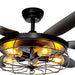 52 in. Industrial Caged Ceiling Fan Light Fixture for Living Room Bedroom, Remote Control Ceiling Fan and Light, Black Outdoor Ceiling Fan for Patio-8-ErisView