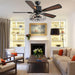 52 in. Industrial Caged Ceiling Fan with Light and Remote, Black Vintage Farmhouse Fandelier for Dining Room Living Room Bedroom-2-ErisView
