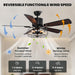 52 in. Industrial Caged Ceiling Fan with Light and Remote, Black Vintage Farmhouse Fandelier for Dining Room Living Room Bedroom-3-ErisView