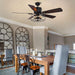 52 in. Industrial Caged Ceiling Fan with Light and Remote, Black Vintage Farmhouse Fandelier for Dining Room Living Room Bedroom-5-ErisView
