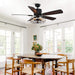 52 in. Industrial Caged Ceiling Fan with Light and Remote, Black Vintage Farmhouse Fandelier for Dining Room Living Room Bedroom-9-ErisView