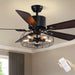 52 in. Industrial Caged Ceiling Fan with Light and Remote, Black Vintage Farmhouse Fandelier for Dining Room Living Room Bedroom-1-ErisView