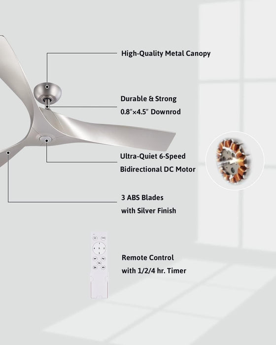 52 in. Industrial Ceiling Fan NO Light, Mid Century Ceiling Fan with Remote, 3 Walnut Blade Indoor Ceiling Fan for Kitchen Bedroom Living Room-14-ErisView