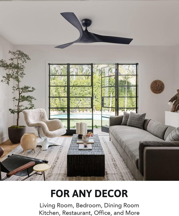 52 in. Industrial Ceiling Fan NO Light, Mid Century Ceiling Fan with Remote, 3 Walnut Blade Indoor Ceiling Fan for Kitchen Bedroom Living Room-19-ErisView