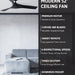 52 in. Industrial Ceiling Fan NO Light, Mid Century Ceiling Fan with Remote, 3 Walnut Blade Indoor Ceiling Fan for Kitchen Bedroom Living Room-22-ErisView