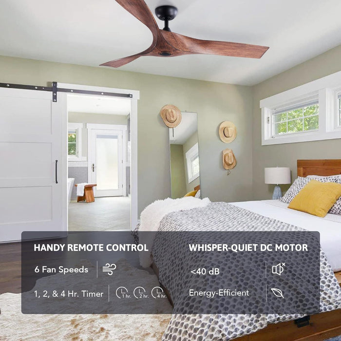 52 in. Industrial Ceiling Fan NO Light, Mid Century Ceiling Fan with Remote, 3 Walnut Blade Indoor Ceiling Fan for Kitchen Bedroom Living Room-3-ErisView