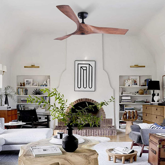 52 in. Industrial Ceiling Fan NO Light, Mid Century Ceiling Fan with Remote, 3 Walnut Blade Indoor Ceiling Fan for Kitchen Bedroom Living Room-8-ErisView