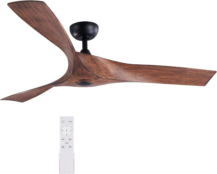 52 in. Industrial Ceiling Fan NO Light, Mid Century Ceiling Fan with Remote, 3 Walnut Blade Indoor Ceiling Fan for Kitchen Bedroom Living Room-1-ErisView