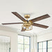 52 in. Industrial Downrod Mount Ceiling Fan with Light and Remote Control, Gold Reversible Ceiling Fan with Light-ErisView