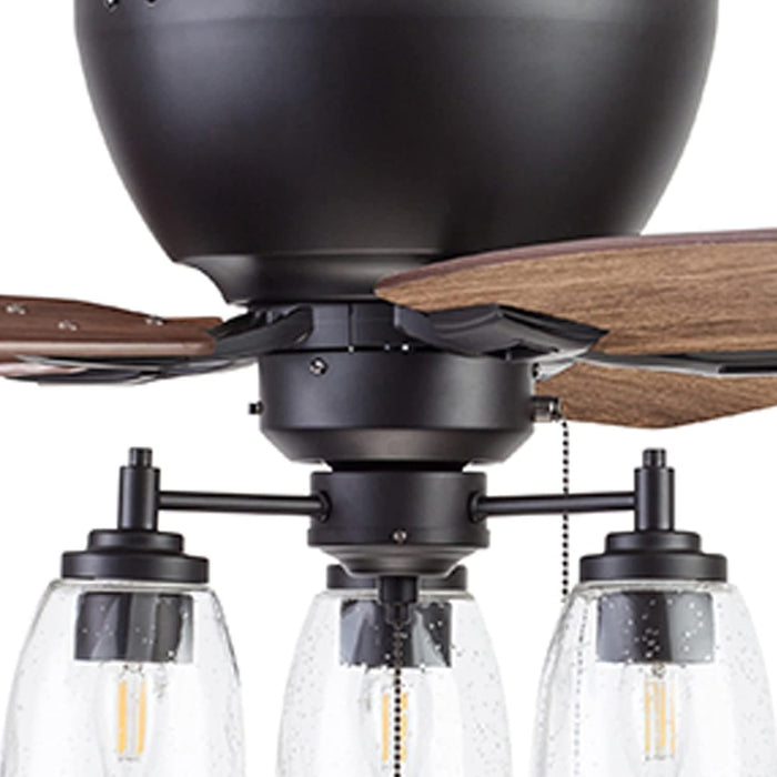 52 in. Industrial Farmhouse Ceiling Fan with Light, Flush Mount LED Ceiling Fan with Light, Pull Chain, Reversible Ceiling Fan Summer Winter-10-ErisView