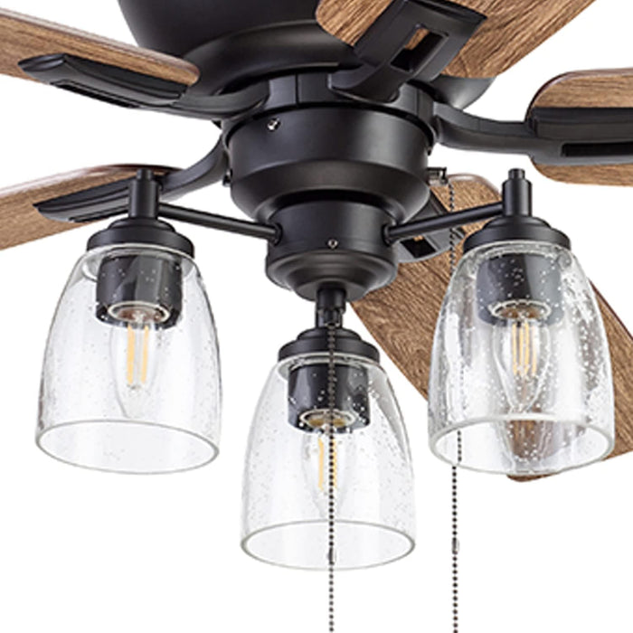 52 in. Industrial Farmhouse Ceiling Fan with Light, Flush Mount LED Ceiling Fan with Light, Pull Chain, Reversible Ceiling Fan Summer Winter-11-ErisView