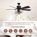 52 in. Industrial Farmhouse Vintage Retro Caged Ceiling Fan with Light and Remote, Indoor Black Ceiling Fandelier for Bedroom Living Room-2-ErisView