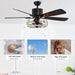 52 in. Industrial Farmhouse Vintage Retro Caged Ceiling Fan with Light and Remote, Indoor Black Ceiling Fandelier for Bedroom Living Room-7-ErisView