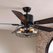 52 in. Industrial Farmhouse Vintage Retro Caged Ceiling Fan with Light and Remote, Indoor Black Ceiling Fandelier for Bedroom Living Room-1-ErisView