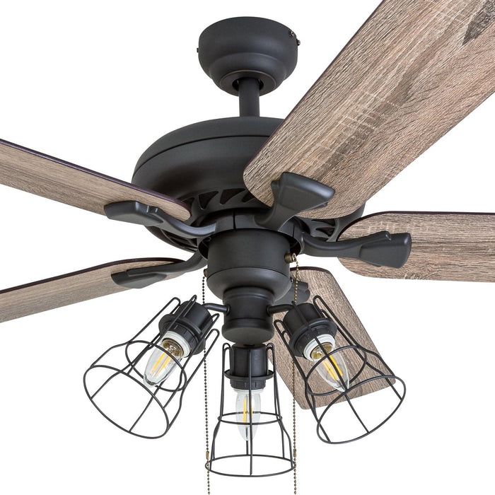 52 in. Industrial LED Ceiling Fan with Light Pull Chain, Bronze Reversible Fan in Winter Summer-2-ErisView