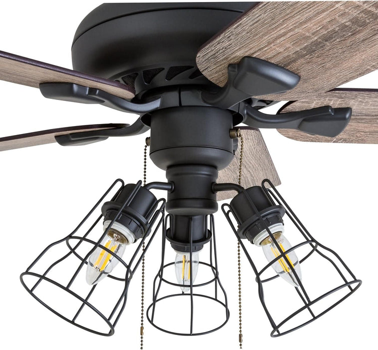 52 in. Industrial LED Ceiling Fan with Light Pull Chain, Bronze Reversible Fan in Winter Summer-3-ErisView