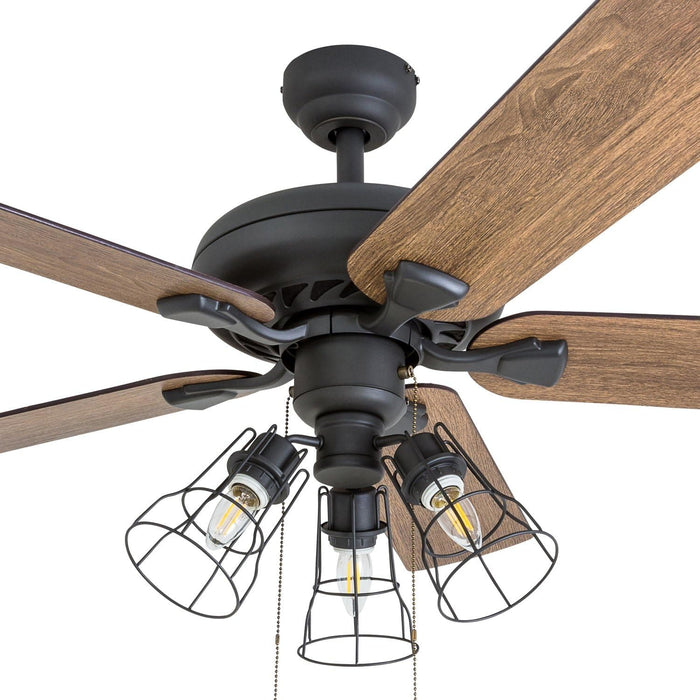 52 in. Industrial LED Ceiling Fan with Light Pull Chain, Bronze Reversible Fan in Winter Summer-7-ErisView